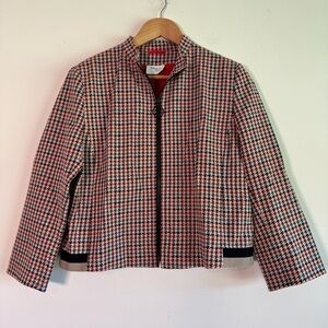 Akris Punto Houndstooth zip up blazer jacket size US 8
